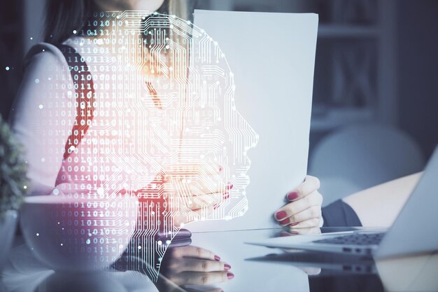 AI technology interface showcasing machine learning algorithms and neural network visualization